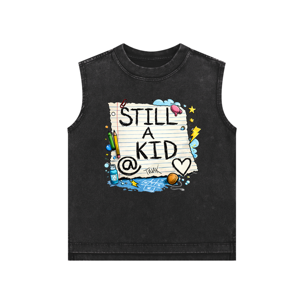 Still A Kid @ Heart Snow Washed Kids' Tank Top
