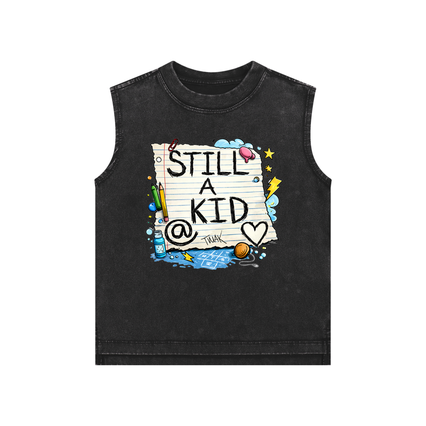 Still A Kid @ Heart Snow Washed Kids' Tank Top