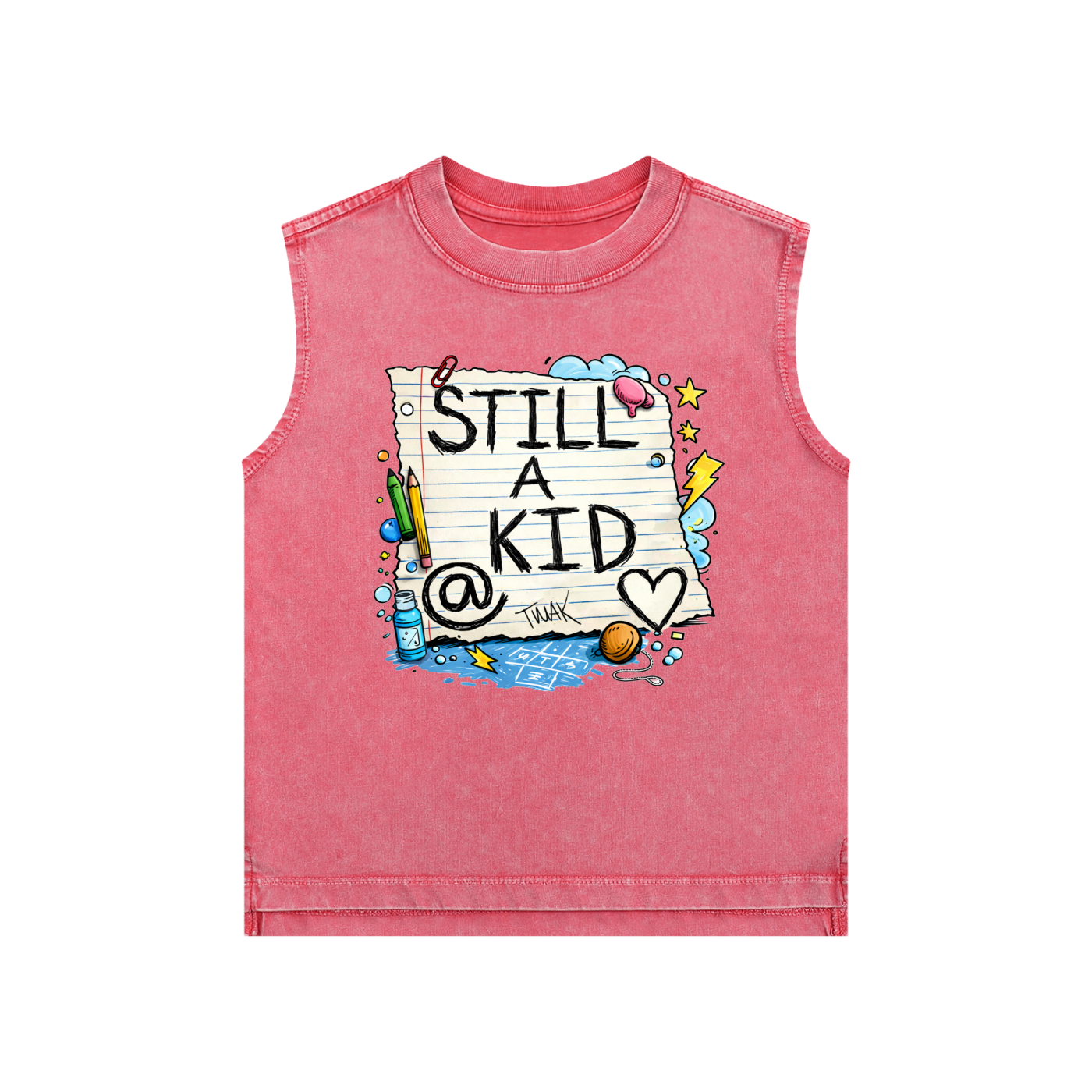 Still A Kid @ Heart Snow Washed Kids' Tank Top