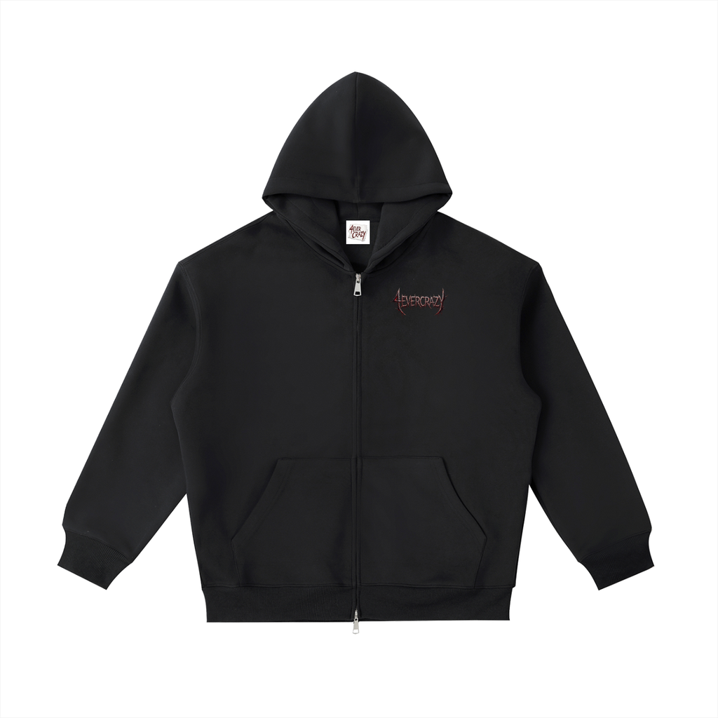 4EVERCRAZY Essential Heavyweight Pocket Zip-Up Hoodie