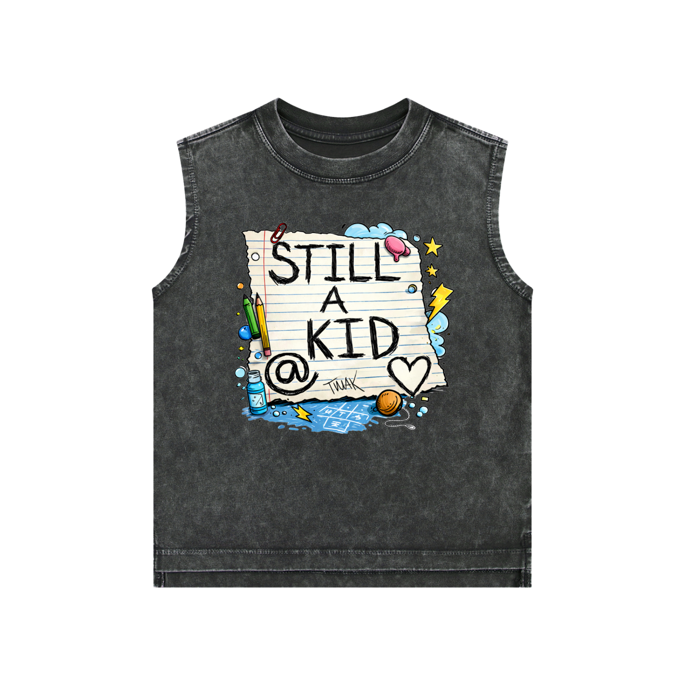 Still A Kid @ Heart Snow Washed Kids' Tank Top
