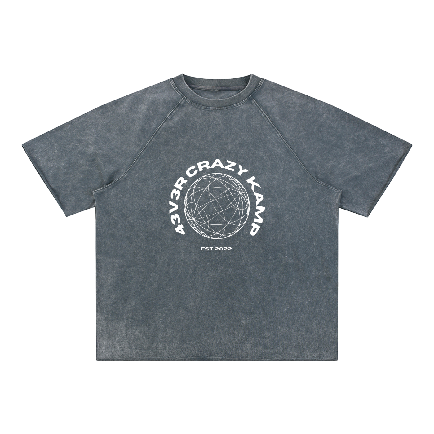 4EVERCRAZY KAMP Mineral Wash Raw Edge T-Shirt