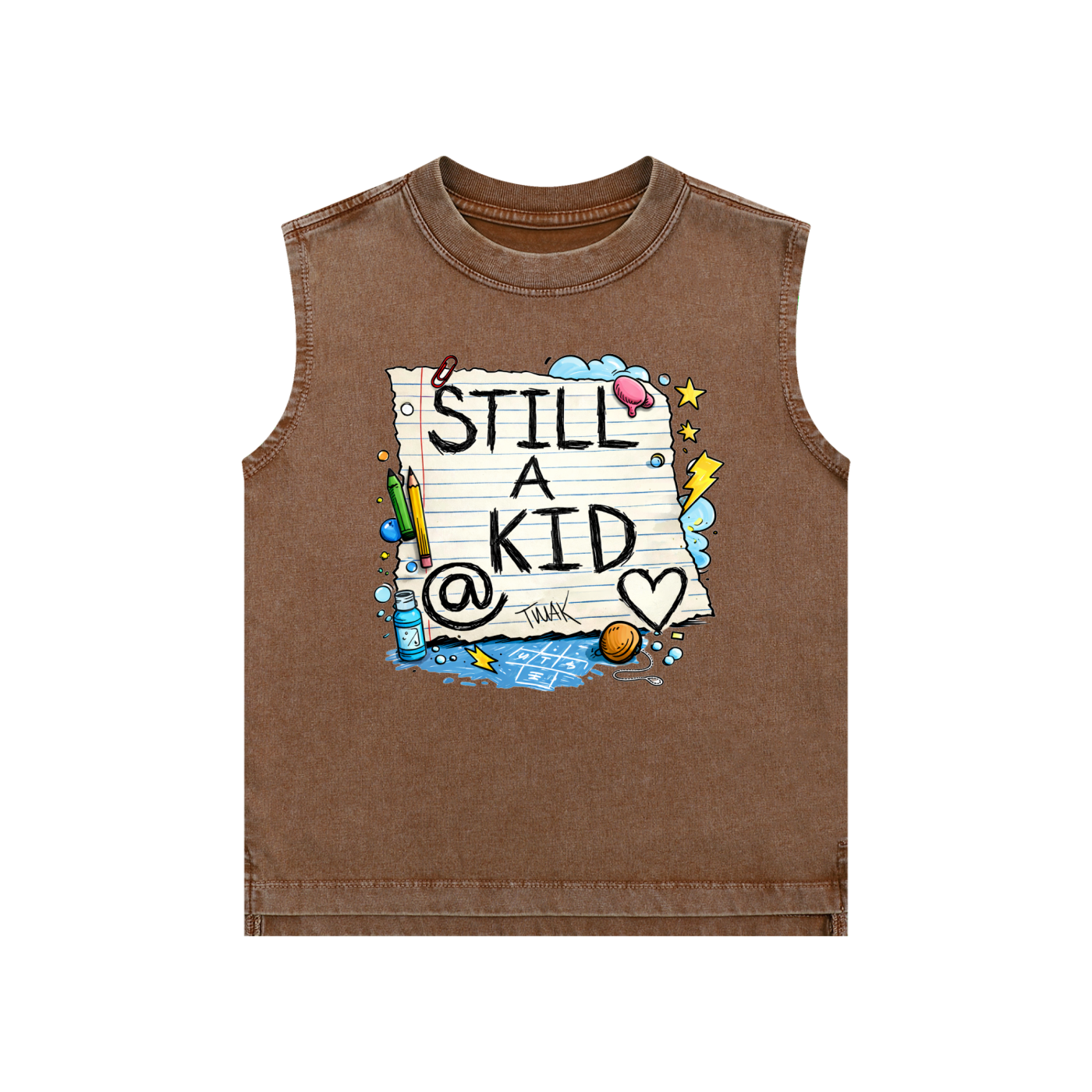 Still A Kid @ Heart Snow Washed Kids' Tank Top