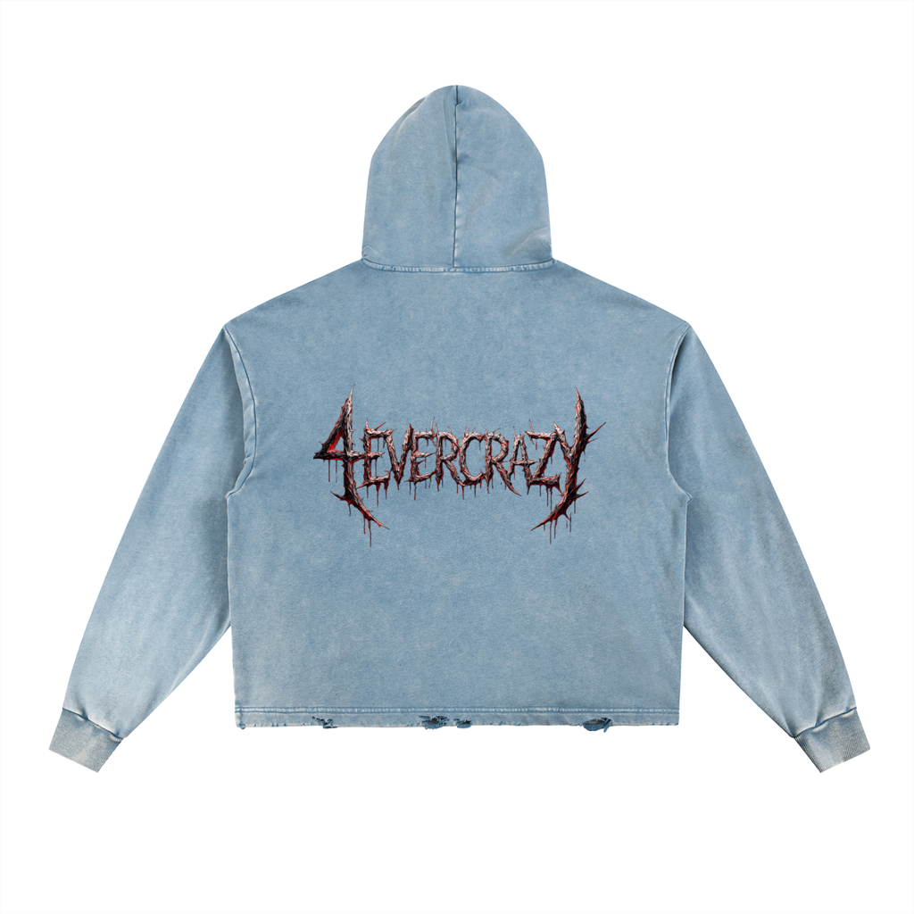 4EVERCRAZY Vintage Washed Cropped Hoodie