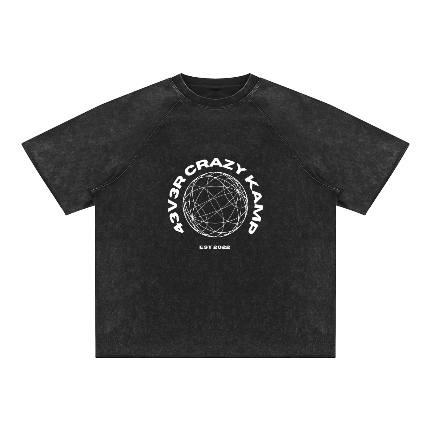 4EVERCRAZY KAMP Mineral Wash Raw Edge T-Shirt