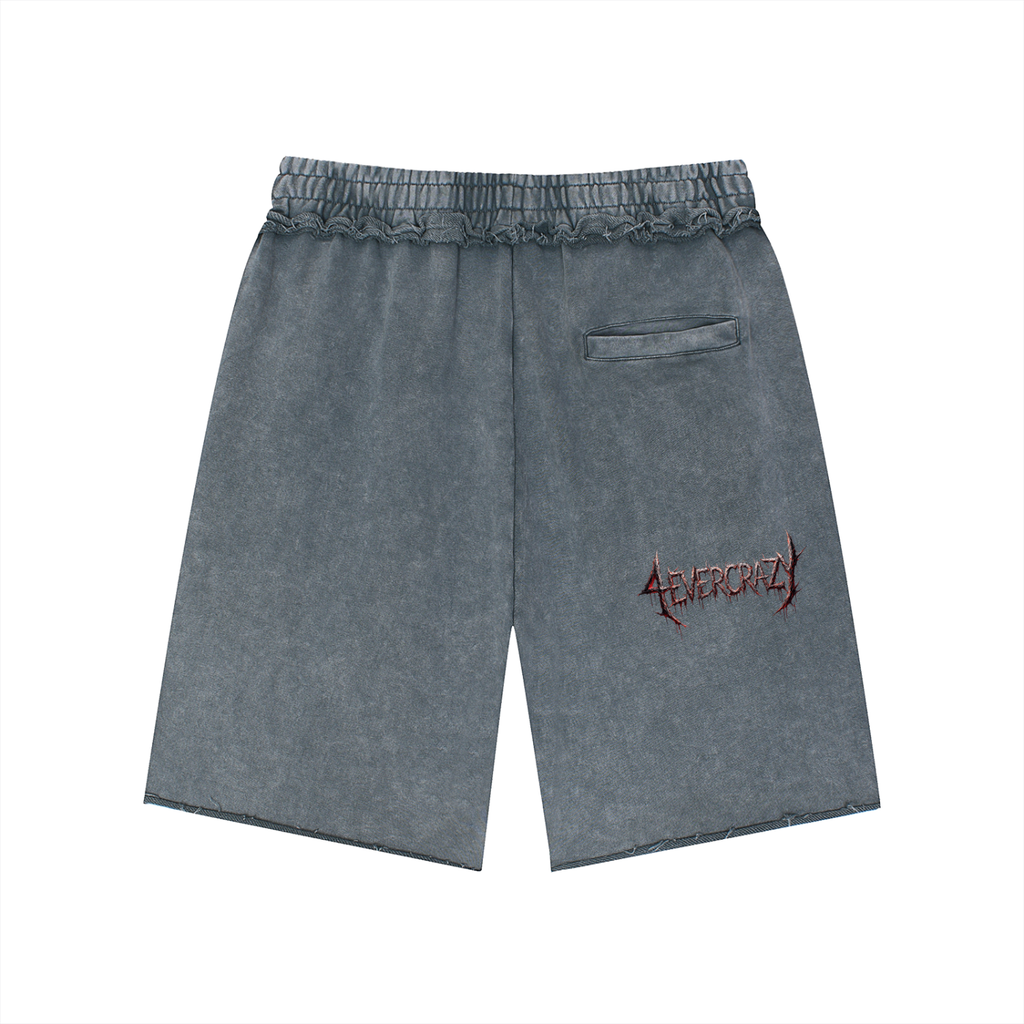 Unisex Mineral Wash Raw Edge Shorts