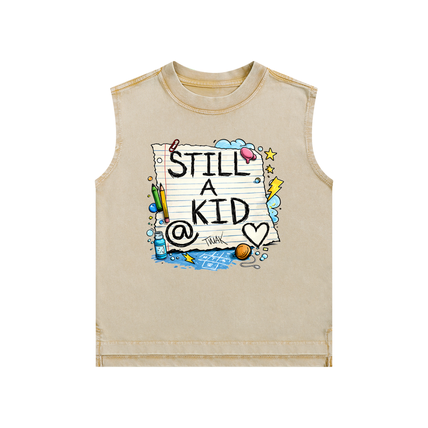 Still A Kid @ Heart Snow Washed Kids' Tank Top