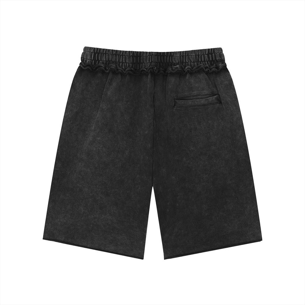 4EVERCRAZY KAMP Mineral Wash Raw Edge Shorts