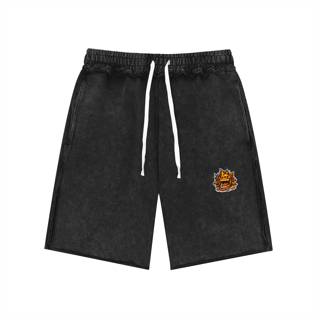 Unisex Mineral Wash Raw Edge Shorts