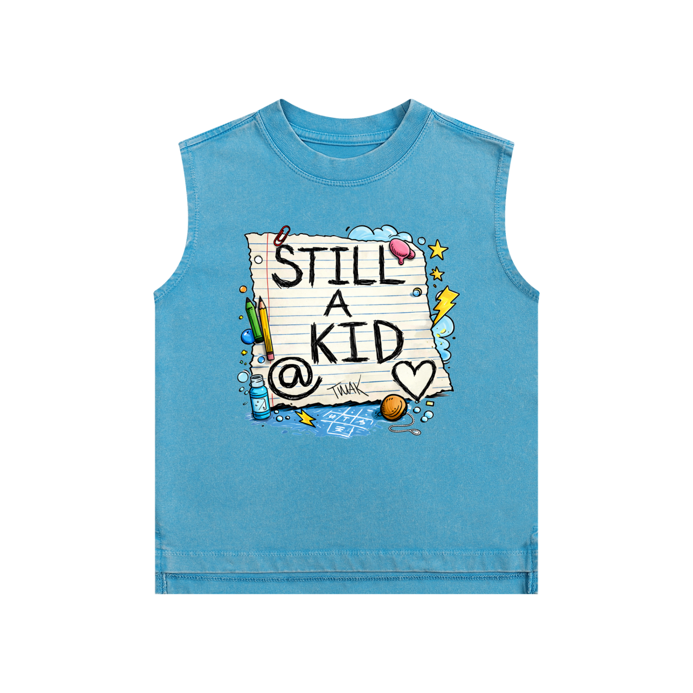 Still A Kid @ Heart Snow Washed Kids' Tank Top