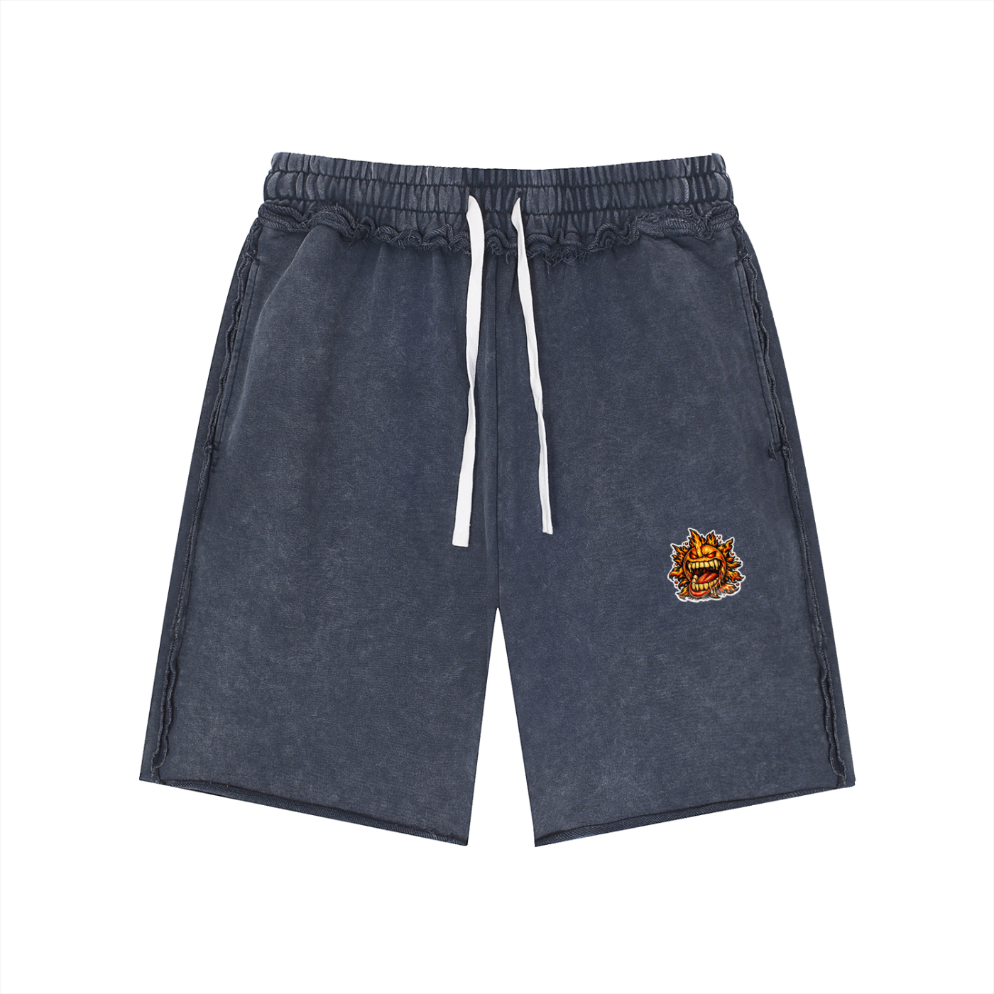 Unisex Mineral Wash Raw Edge Shorts
